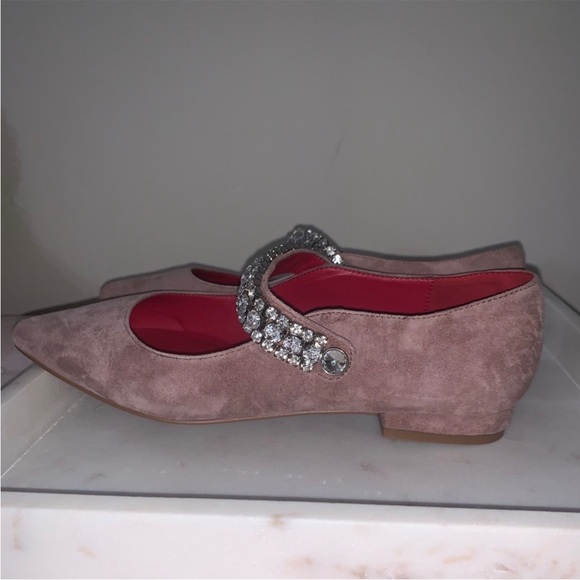 NWOT • Kurt Geiger “Kingly” Mauve Mary Jane Rhinestone Suede Flats • EU Size 37 - Picture 3 of 9